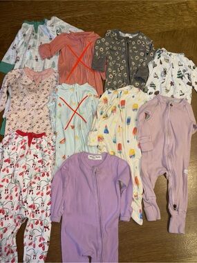 Bundle of 8 Onesie Baby Pyjamas Ages 3-6 Months Organic Cotton Bamboo